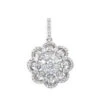 Vintage 18K White Gold Flower Cluster Diamond Pendant For Women 1.25ct LUXURMAN