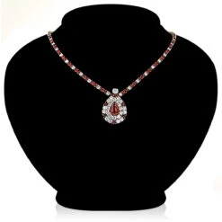 Vintage 18K Gold Ladies Diamond And Ruby Necklace -Borcely Jewelry Sales vintage estate jewelry 18k white gold ladies diamond and ruby necklace 3