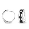 White And Black Diamond Hoop Earrings 0.9 Ct 14K White Gold