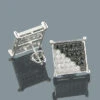 White Black Diamond Stud Earrings 1.11ct 10K White Gold