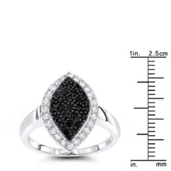Ladies White Black Pave Diamond Ring 0.7ct 14K White Gold -Borcely Jewelry Sales white black pave diamond ring 070ct 14k p 43337 rulerwh