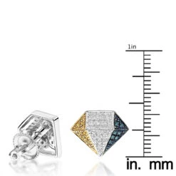 White Yellow Blue Diamond Earrings 0.30ct Silver -Borcely Jewelry Sales white yellow blue diamond earrings 040ct silver p 45187 ruler