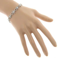 Women's 14K White Gold Designer Diamond Heart Bracelet 4.35ct -Borcely Jewelry Sales womens 14k gold designer diamond heart bracelet 435ct p 6482 bodwh