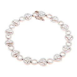 Women's 14K White Gold Designer Diamond Heart Bracelet 4.35ct -Borcely Jewelry Sales womens 14k gold designer diamond heart bracelet 435ct p 6482 ro