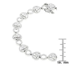 Women's 14K White Gold Designer Diamond Heart Bracelet 4.35ct -Borcely Jewelry Sales womens 14k gold designer diamond heart bracelet 435ct p 6482 rulerwh