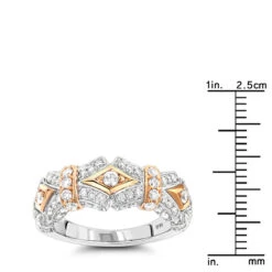 Women's Two Tone 14K White Gold Vintage Diamond Ring 1 Ct -Borcely Jewelry Sales womens 18k two tone gold vintage diamond ring 135ct p 50 rulerwh