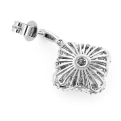 Women's Flower Diamond Dangle Earrings 1.8ct 14K White Gold -Borcely Jewelry Sales womens flower diamond dangle earrings 18ct 14k gold backwh