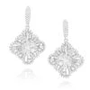 Women's Flower Diamond Dangle Earrings 1.8ct 14K White Gold